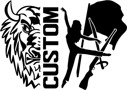 (317-11-I) Buffalo Split Mascot Color Guard Team Custom Iron-On Transfer