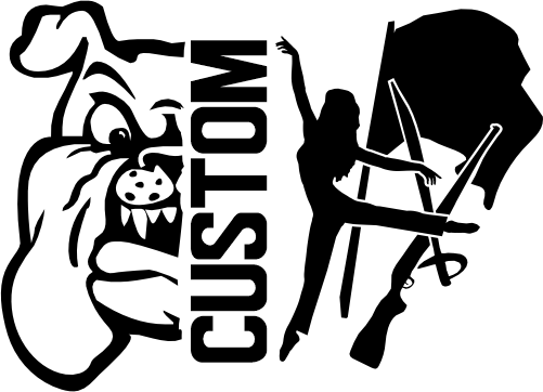 (317-13-I) Bulldog Split Mascot Color Guard Team Custom Iron-On Transfer