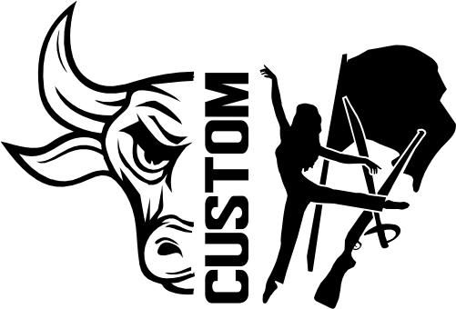 (317-14-I) Bull Split Mascot Color Guard Team Custom Iron-On Transfer