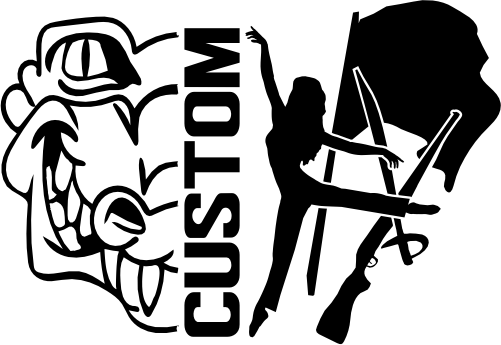 (317-21-I) Gator Split Mascot Color Guard Team Custom Iron-On Transfer