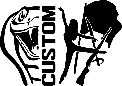 (317-22-I) Cobra Split Mascot Color Guard Team Custom Iron-On Transfer