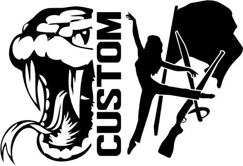 (317-23-I) Snake Split Mascot Color Guard Team Custom Iron-On Transfer