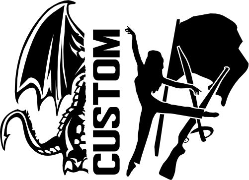 (317-24-I) Dragon Split Mascot Color Guard Team Custom Iron-On Transfer