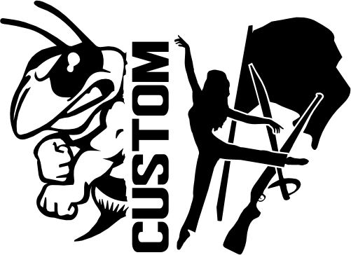 (317-25-I) Yellow Jacket Hornet Split Mascot Color Guard Team Custom Iron-On Transfer