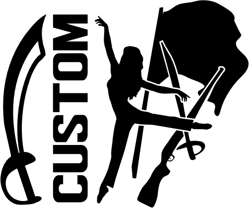 (317-28-I) Pirate Sabre Split Mascot Color Guard Team Custom Iron-On Transfer