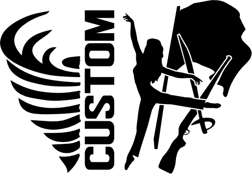 (317-29-I) Hurricane Cyclone Tornado Split Mascot Color Guard Team Custom Iron-On Transfer