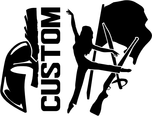 (317-31-I) Spartan Trojan Split Mascot Color Guard Team Custom Iron-On Transfer