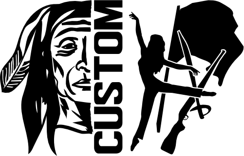 (317-32-I) Native American Split Mascot Color Guard Team Custom Iron-On Transfer