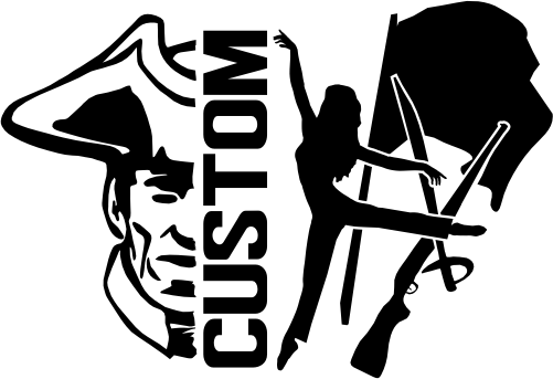 (317-34-I) Patriot Colonial Split Mascot Color Guard Team Custom Iron-On Transfer