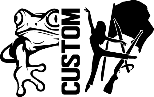 (317-38-I) Frog Split Mascot Color Guard Team Custom Iron-On Transfer