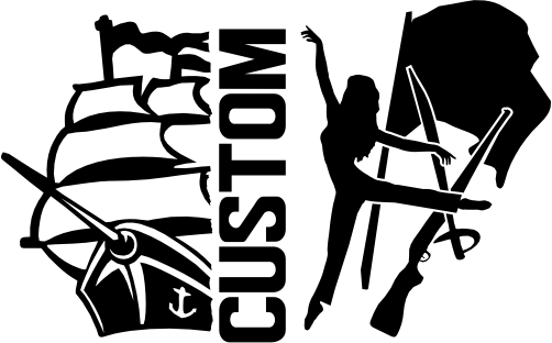 (317-39-I) Clipper Pirate Ship Split Mascot Color Guard Team Custom Iron-On Transfer