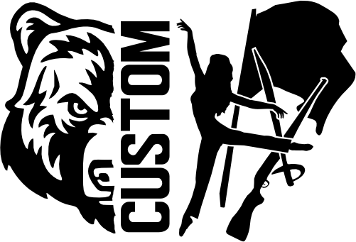 (317-41-I) Bear Split Mascot Color Guard Team Custom Iron-On Transfer