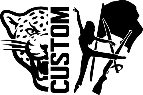 (317-43-I) Leopard Jaguar Split Mascot Color Guard Team Custom Iron-On Transfer