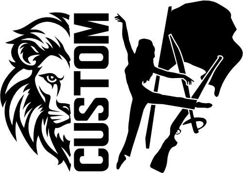 (317-44-I) Lion Split Mascot Color Guard Team Custom Iron-On Transfer