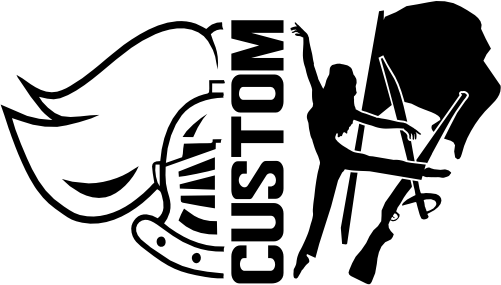 (317-45-I) Ironmen Split Mascot Color Guard Team Custom Iron-On Transfer