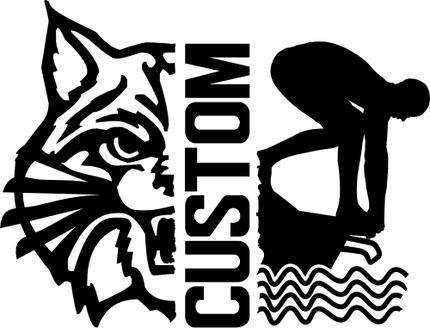 (s317-M) Swimming Split Mascot Team Name Custom Text