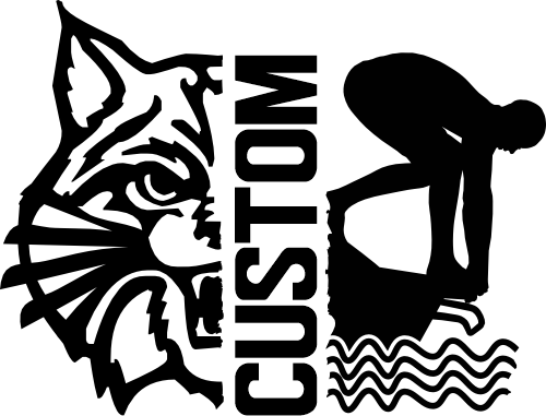 (s317-M) Swimming Split Mascot Team Name Custom Text