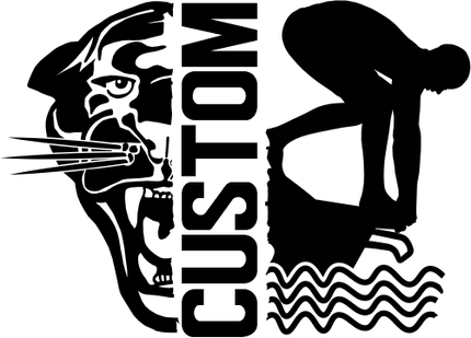 (s317-M) Swimming Split Mascot Team Name Custom Text