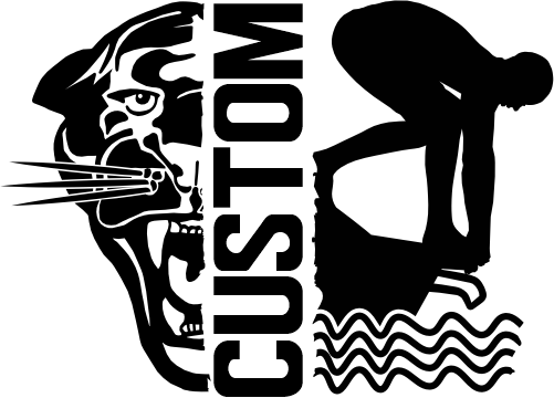 (317-02-M) Panther Split Mascot Swim Team Custom Iron-On Transfer