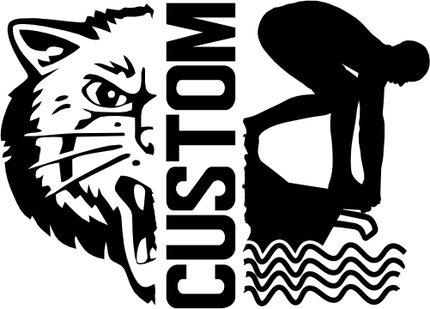 (s317-M) Swimming Split Mascot Team Name Custom Text