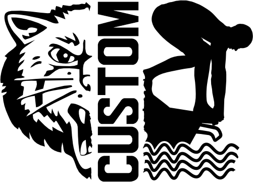 (317-03-M) Wildcat Split Mascot Swim Team Custom Iron-On Transfer