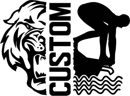 (s317-M) Swimming Split Mascot Team Name Custom Text