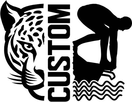 (s317-M) Swimming Split Mascot Team Name Custom Text