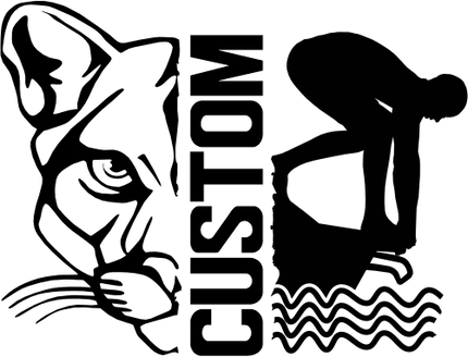 (s317-M) Swimming Split Mascot Team Name Custom Text