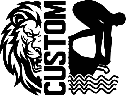 (s317-M) Swimming Split Mascot Team Name Custom Text