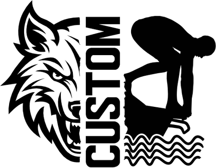 (s317-M) Swimming Split Mascot Team Name Custom Text