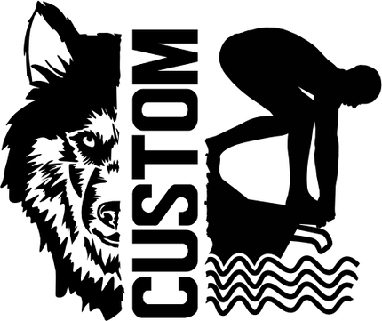 (s317-M) Swimming Split Mascot Team Name Custom Text