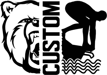 (s317-M) Swimming Split Mascot Team Name Custom Text