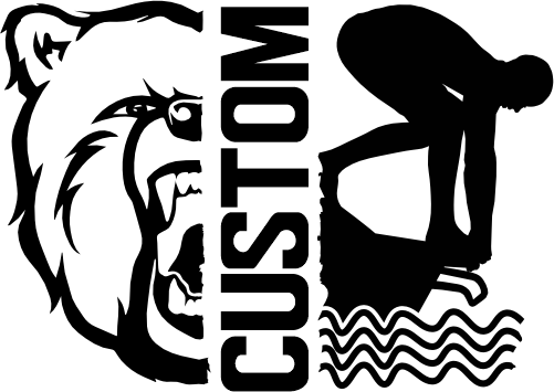 (317-10-M) Bear Split Mascot Swim Team Custom Iron-On Transfer