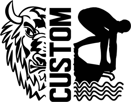 (s317-M) Swimming Split Mascot Team Name Custom Text