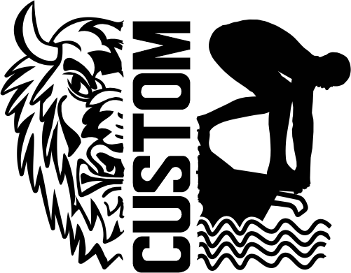 (317-11-M) Buffalo Split Mascot Swim Team Custom Iron-On Transfer