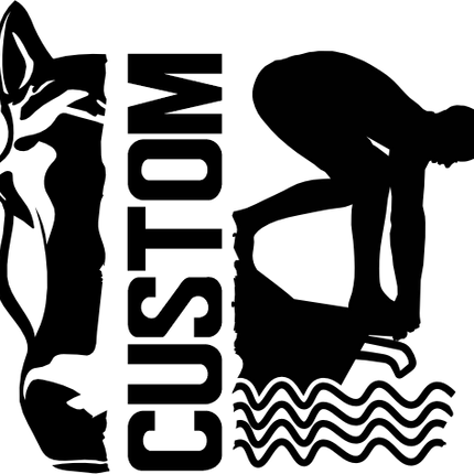 (s317-M) Swimming Split Mascot Team Name Custom Text