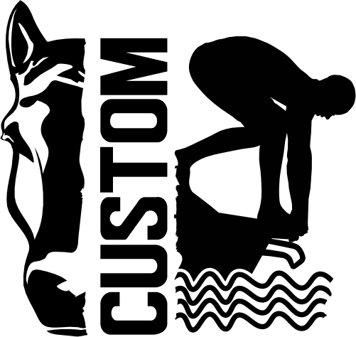 (317-12-M) Horse Mustang Split Mascot Swim Team Custom Iron-On Transfer