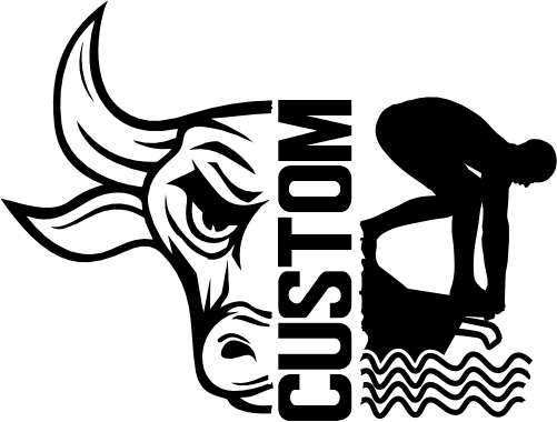 (317-14-M) Bull Split Mascot Swim Team Custom Iron-On Transfer