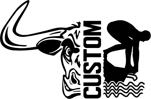 (317-15-M) Longhorn Split Mascot Swim Team Custom Iron-On Transfer