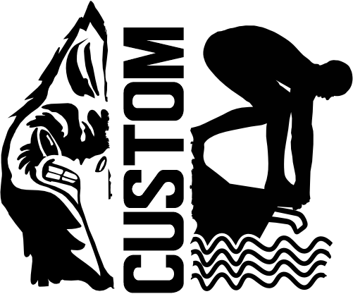 (317-16-M) Blue Jay Cardinal Split Mascot Swim Team Custom Iron-On Transfer