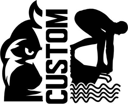 (s317-M) Swimming Split Mascot Team Name Custom Text