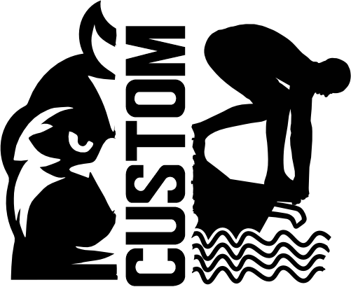 (317-17-M) Blue Jay Cardinal Split Mascot Swim Team Custom Iron-On Transfer