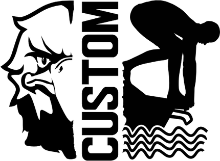 (s317-M) Swimming Split Mascot Team Name Custom Text