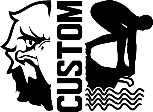 (317-18-M) Eagle Hawk Falcon Split Mascot Swim Team Custom Iron-On Transfer