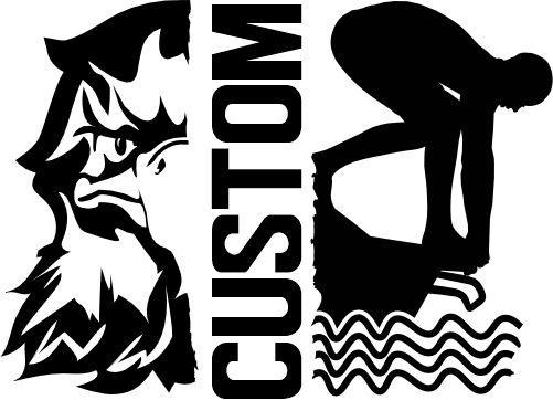 (317-19-M) Eagle Hawk Falcon Split Mascot Swim Team Custom Iron-On Transfer