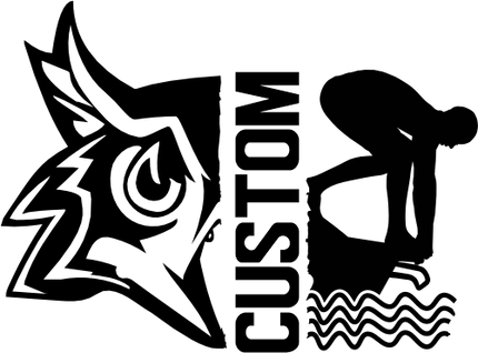 (s317-M) Swimming Split Mascot Team Name Custom Text