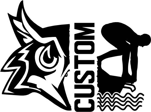 (317-20-M) Owl Split Mascot Swim Team Custom Iron-On Transfer