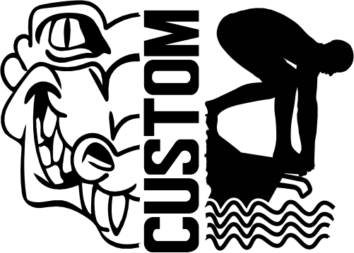 (317-21-M) Gator Split Mascot Swim Team Custom Iron-On Transfer