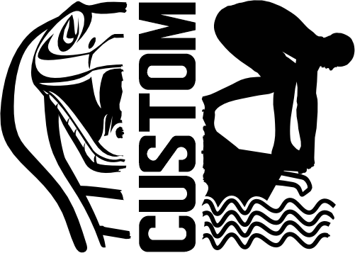 (317-22-M) Cobra Split Mascot Swim Team Custom Iron-On Transfer