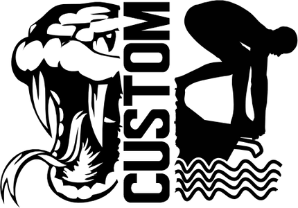 (s317-M) Swimming Split Mascot Team Name Custom Text